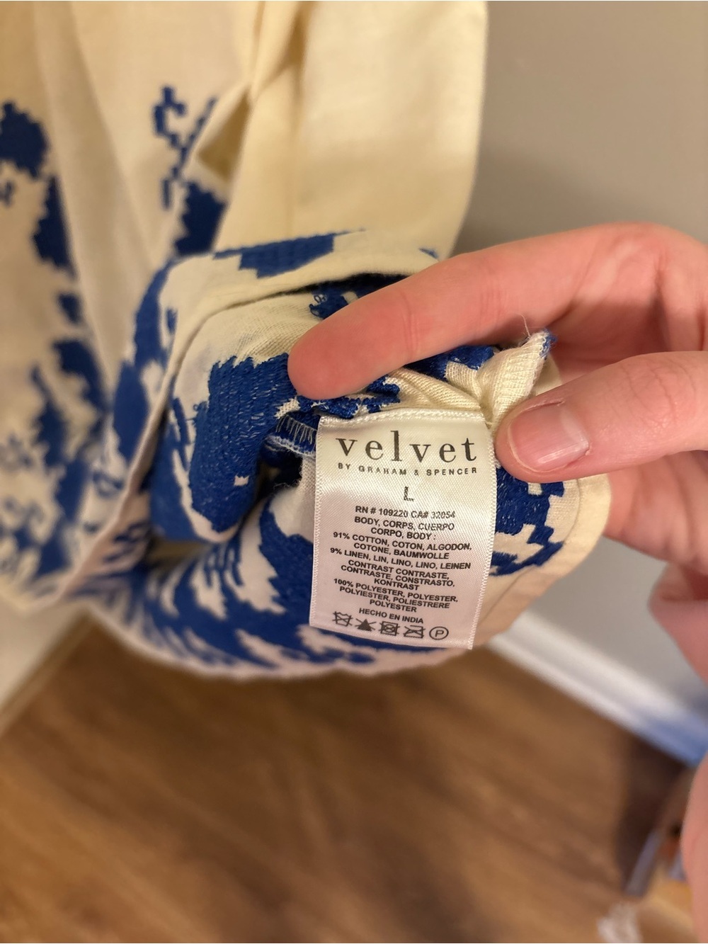 Velvet by Graham & Spencer Cream Dress with Blue Embroidery - Picture 5 of 5